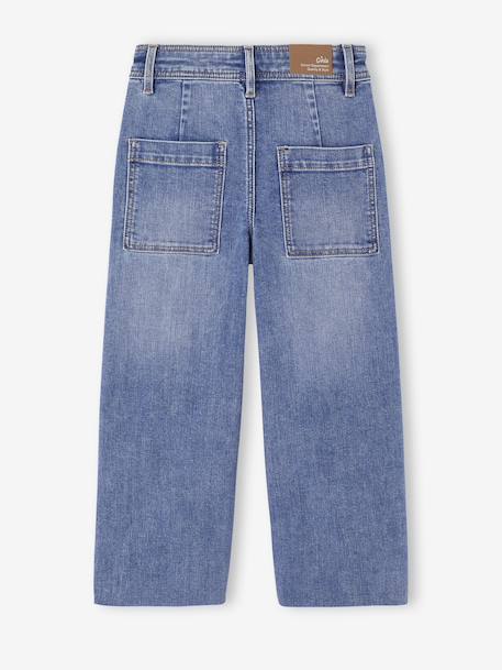 Onverwoestbare wijde jeans voor meisjes middenblauw - vertbaudet enfant 
