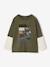 T-shirt met 2-in-1 effect voor jongens kaki - vertbaudet enfant 