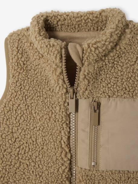 Mouwloos vestje baby in sherpa ecru+taupe - vertbaudet enfant 
