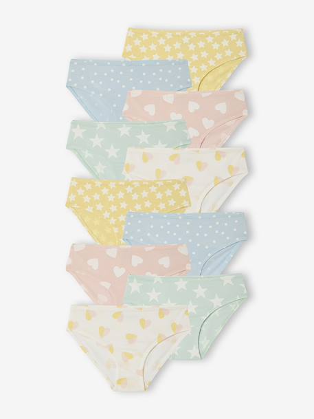 Set van 10 slipjes voor meisjes met fantasie rozen - vertbaudet enfant 