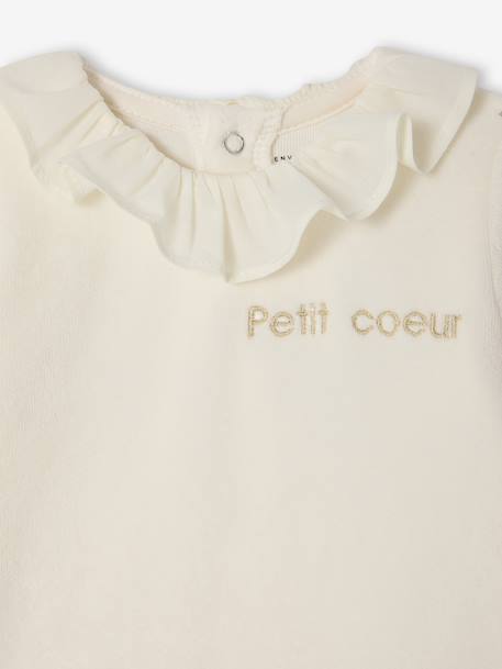 Set van 2 babyslaappakje geboorte meisje in fluweel / velours ENVIE DE FRAISE personaliseerbaar ecru - vertbaudet enfant 