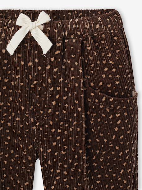 Meisjesbroek van fluweel / velours met losse pasvorm chocoladebruin+groengrijs+oudroze - vertbaudet enfant 