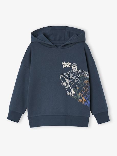 Sweater met capuchon met skateprint antraciet - vertbaudet enfant 