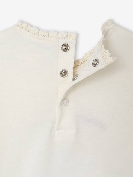 T-shirt baby met lange mouwen en luipaardhartmotief ecru+marineblauw - vertbaudet enfant 