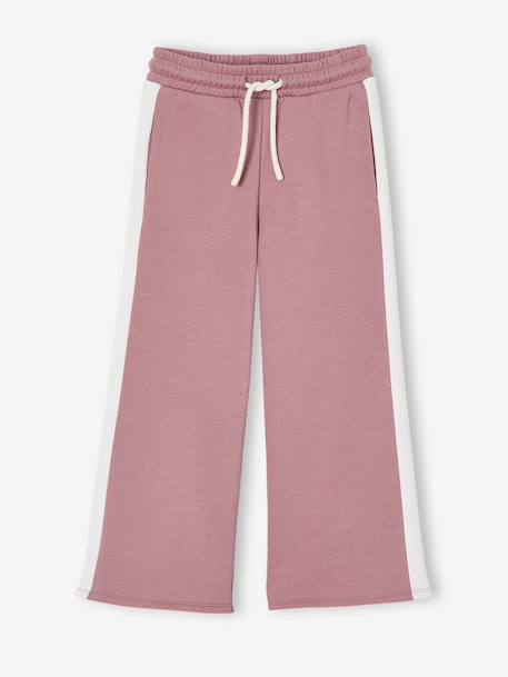 Set met sportieve sweater met capuchon + wijde joggingbroek voor meisjes oudroze - vertbaudet enfant 