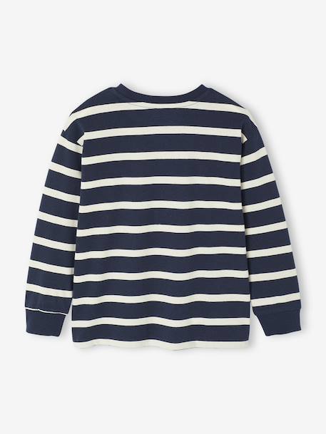 Gestreept T-shirt met lange mouwen voor jongens bordeauxrood+ecru+nachtblauw - vertbaudet enfant 