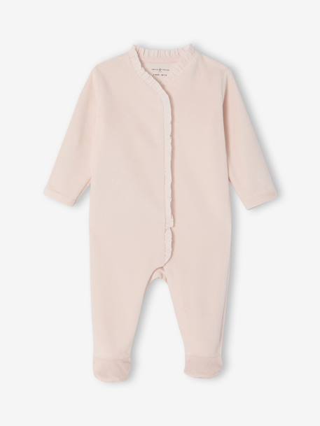 Set van 2 babyslaappakje geboorte meisje in fluweel / velours ENVIE DE FRAISE personaliseerbaar ecru - vertbaudet enfant 