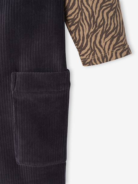 Meisjesset met t-shirt en salopet fluweel / velours antraciet - vertbaudet enfant 