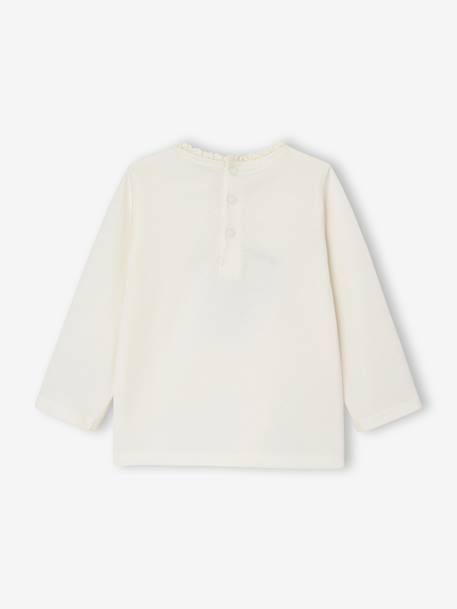 T-shirt baby met lange mouwen en luipaardhartmotief ecru+marineblauw - vertbaudet enfant 