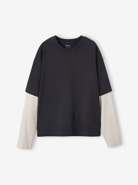 T-shirt 2-in-1 effect JONEN antraciet - vertbaudet enfant 