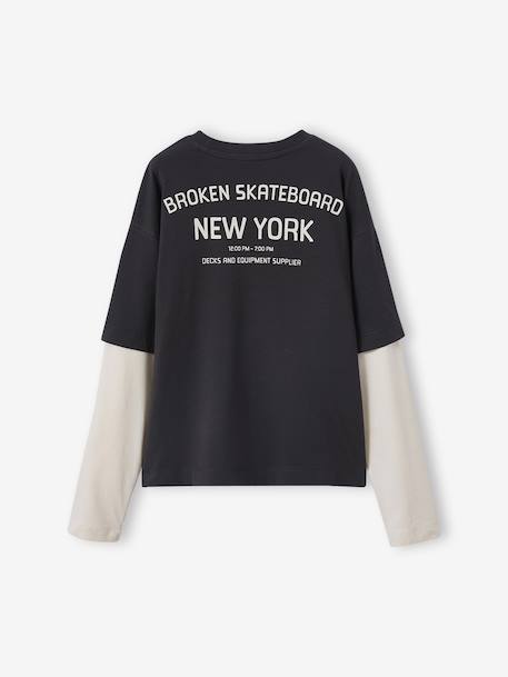 T-shirt 2-in-1 effect JONEN antraciet - vertbaudet enfant 
