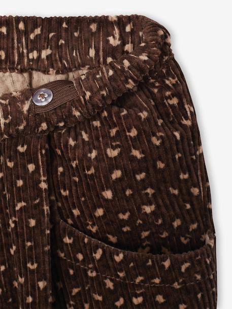 Meisjesbroek van fluweel / velours met losse pasvorm chocoladebruin+groengrijs+oudroze - vertbaudet enfant 