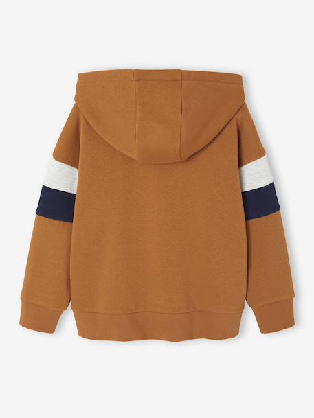 Sweater met capuchon met geplaatste print gemêleerd wit+marineblauw+pecannoot+saliegroen+wit - vertbaudet enfant 