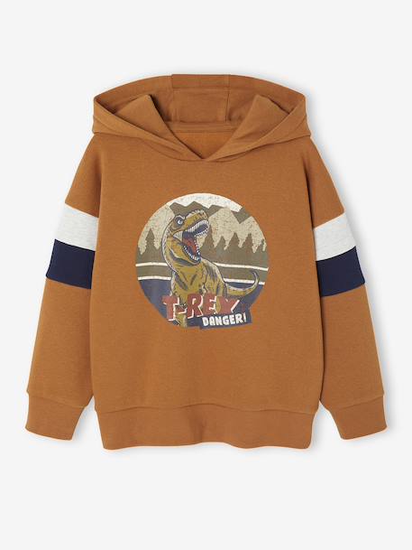 Sweater met capuchon met geplaatste print gemêleerd wit+marineblauw+pecannoot+saliegroen+wit - vertbaudet enfant 