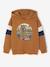 Sweater met capuchon met geplaatste print gemêleerd wit+marineblauw+pecannoot+saliegroen+wit - vertbaudet enfant 