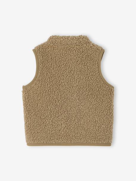 Mouwloos vestje baby in sherpa ecru+taupe - vertbaudet enfant 