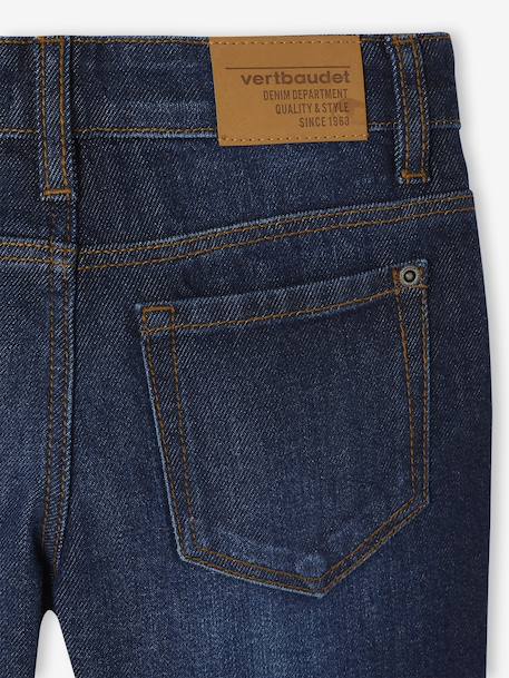 Rechte jeans voor jongens met omslag ongewassen denim+stone - vertbaudet enfant 