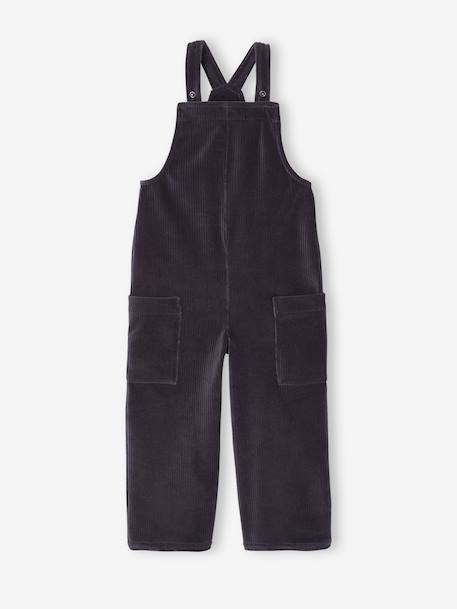 Meisjesset met t-shirt en salopet fluweel / velours antraciet - vertbaudet enfant 