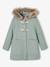 Duffel met capuchon van wol met houtje-touwtjeknopen groengrijs+kameel+pruim+rouge - vertbaudet enfant 
