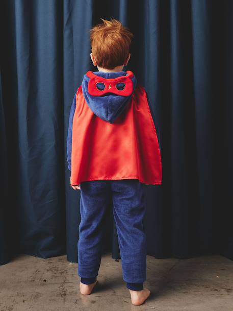 Combi pyjama superheld: cape + afneembaar masker koningsblauw - vertbaudet enfant 