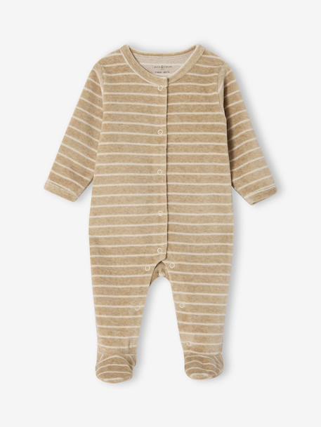 Set van 2 babyslaappakje geboorte in fluweel / velours ENVIE DE FRAISE personaliseerbaar ecru - vertbaudet enfant 