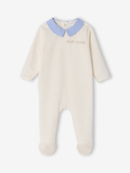 Set van 2 babyslaappakje geboorte in fluweel / velours ENVIE DE FRAISE personaliseerbaar ecru - vertbaudet enfant 