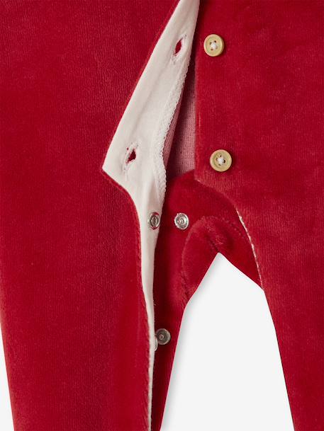 Kerstpyjama en muts baby in fluweel / velours ENVIE DE FRAISE, personaliseerbaar rood - vertbaudet enfant 