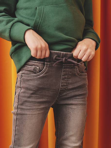 Rechte fleecebroek jongens denim look DARK GROSS+denim grijs+double stone+gebleekt denim+STONE MIDDEN+zwart denim - vertbaudet enfant 