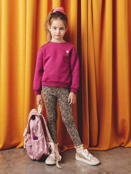 Basic meisjessweater met motief antraciet+donkerpaars+inktblauw+koraal+pioenroos+salie+vanille - vertbaudet enfant 