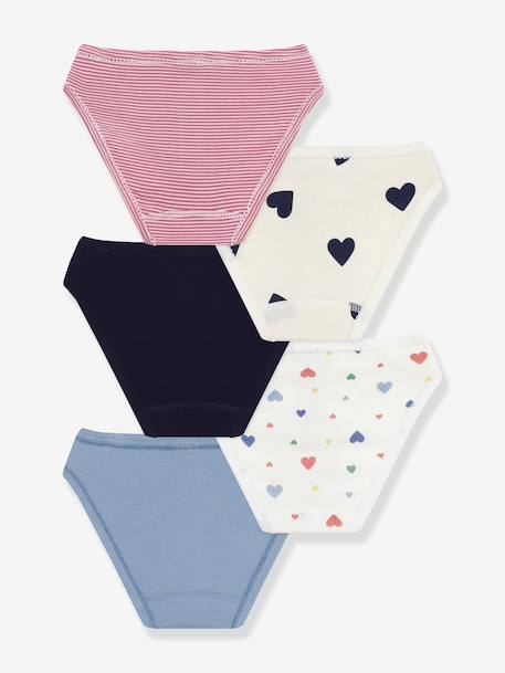 Set van slipjes for girls voor kinderen van katoen met hartjesprint PETIT BATEAU meerkleurig - vertbaudet enfant 