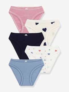Set van slipjes for girls voor kinderen van katoen met hartjesprint PETIT BATEAU  - vertbaudet enfant