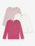 Set van 3 t-shirts voor meisjes van katoen met lange mouwen PETIT BATEAU rozen - vertbaudet enfant 