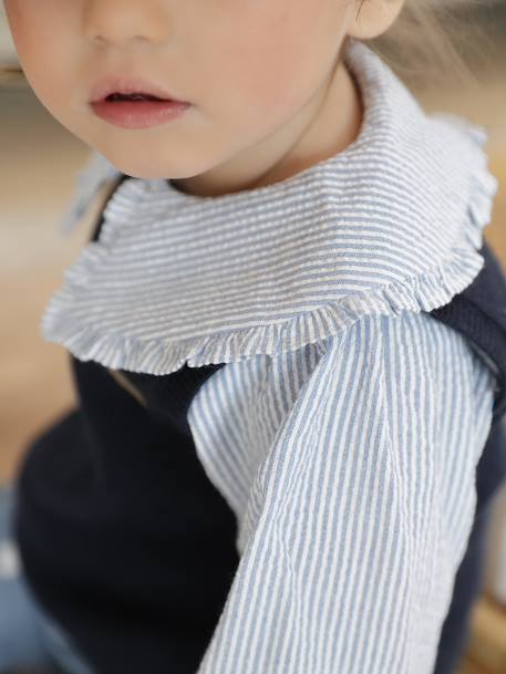 Gestreepte babyblouse in seersucker blauw, gestreept - vertbaudet enfant 