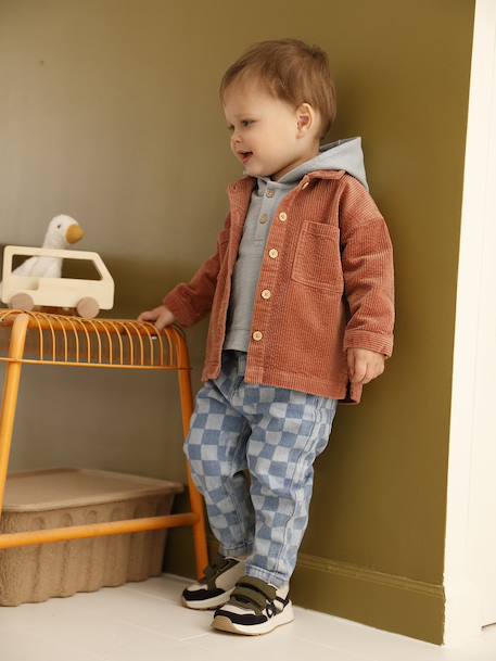 Sneakers met klittenband voor jongens marineblauw+veel blauw - vertbaudet enfant 