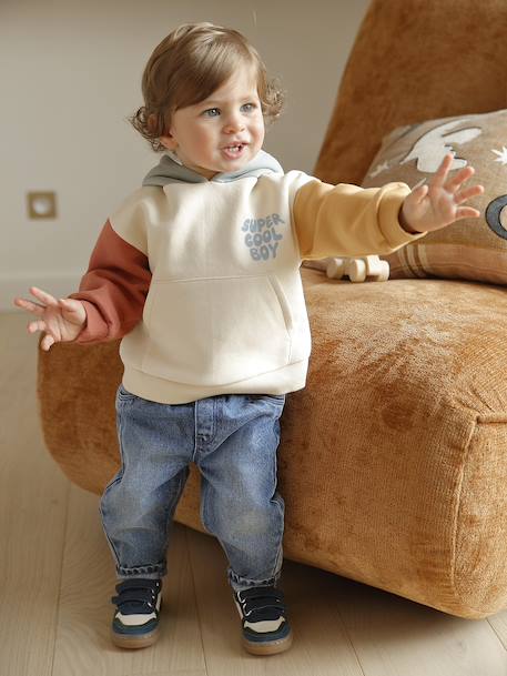 Babyset sweater met capuchon + jeans meerkleurig - vertbaudet enfant 