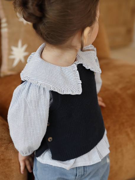 Gestreepte babyblouse in seersucker blauw, gestreept - vertbaudet enfant 