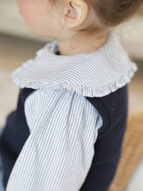 Gestreepte babyblouse in seersucker blauw, gestreept - vertbaudet enfant 