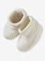 Babyset muts, wanten en sloffen van biologisch katoen en zijn aanpasbare pochon ecru+gemêleerd beige+rozen - vertbaudet enfant 