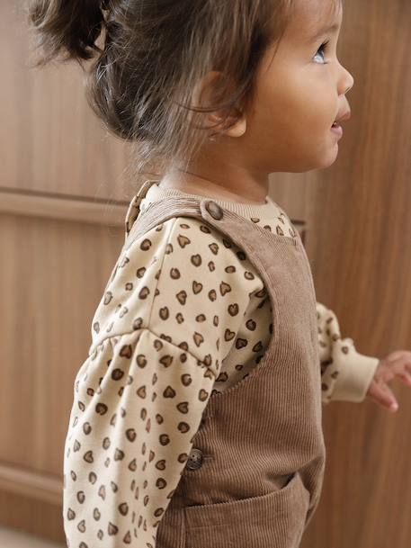 Sweater met luipaardprint taupe+vanille - vertbaudet enfant 