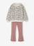 Set met sweater met print en uitlopende legging voor meisjes rozenhout - vertbaudet enfant 