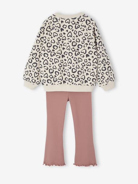 Set met sweater met print en uitlopende legging voor meisjes rozenhout - vertbaudet enfant 