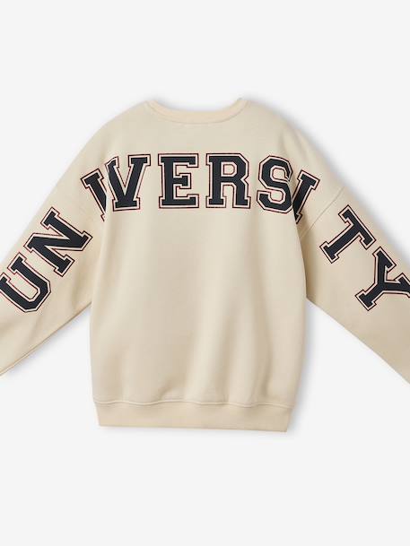 Meisjessweater JONEN University met letters aan de achterkant ecru - vertbaudet enfant 
