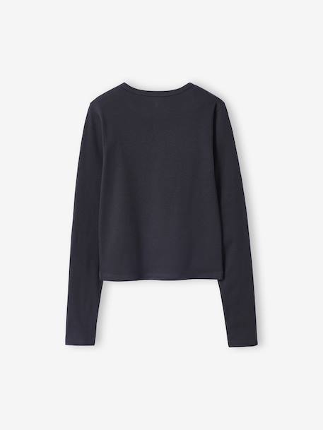 Cropped shirt met lange mouwen voor meisjes JONEN antraciet+marineblauw - vertbaudet enfant 