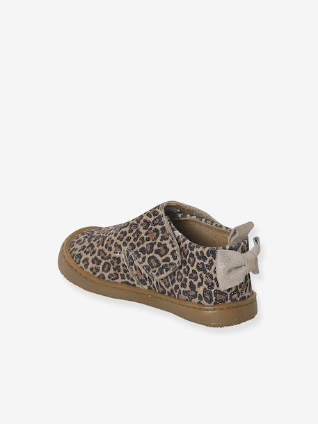 Klittenband baby slofjes van soepel leer beige, bedrukt+goud - vertbaudet enfant 