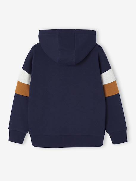 Sweater met capuchon met geplaatste print gemêleerd wit+marineblauw+pecannoot+saliegroen+wit - vertbaudet enfant 