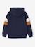 Sweater met capuchon met geplaatste print gemêleerd wit+marineblauw+pecannoot+saliegroen+wit - vertbaudet enfant 