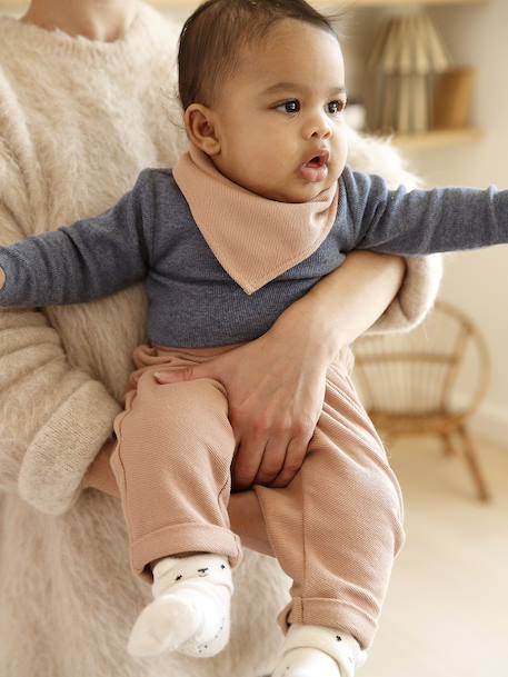 3-delig babypakje met body + broek + sjaal kameel - vertbaudet enfant 