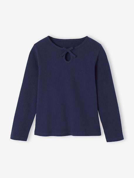 T-shirt met lange mouwen voor meisjes donkerpaars+marineblauw - vertbaudet enfant 