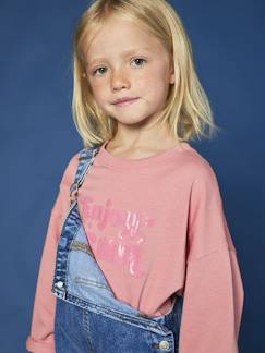 -Cropped T-shirt met tekst en pailletten voor meisjes 