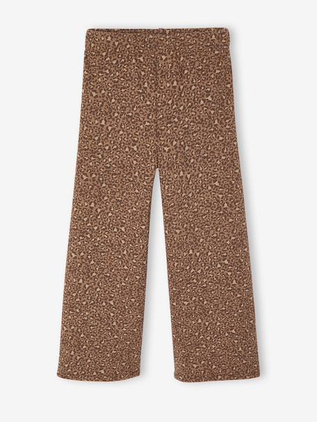 Wijde fleece legging voor meisjes bruin, bedrukt+marineblauw+vanille - vertbaudet enfant 